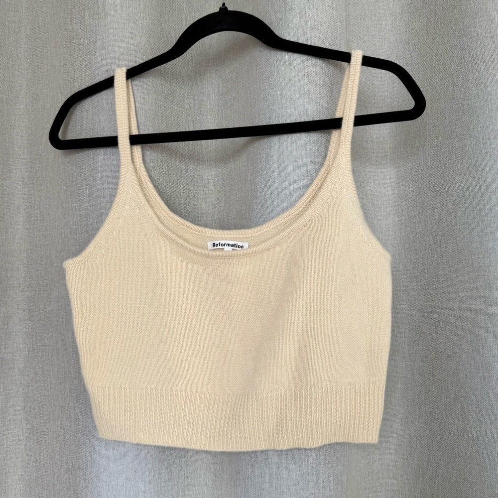 Reformation Varenne Cashmere Cream Color Sleeveless Short Top M - Picture 3 of 10